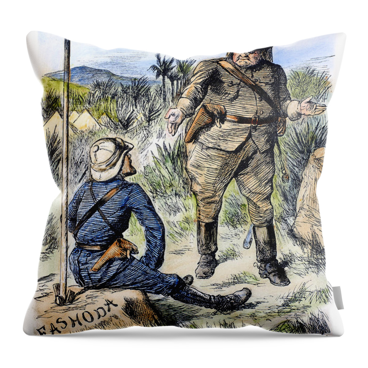 1898 Throw Pillow featuring the painting Fashoda Affair, 1898 #1 by Granger