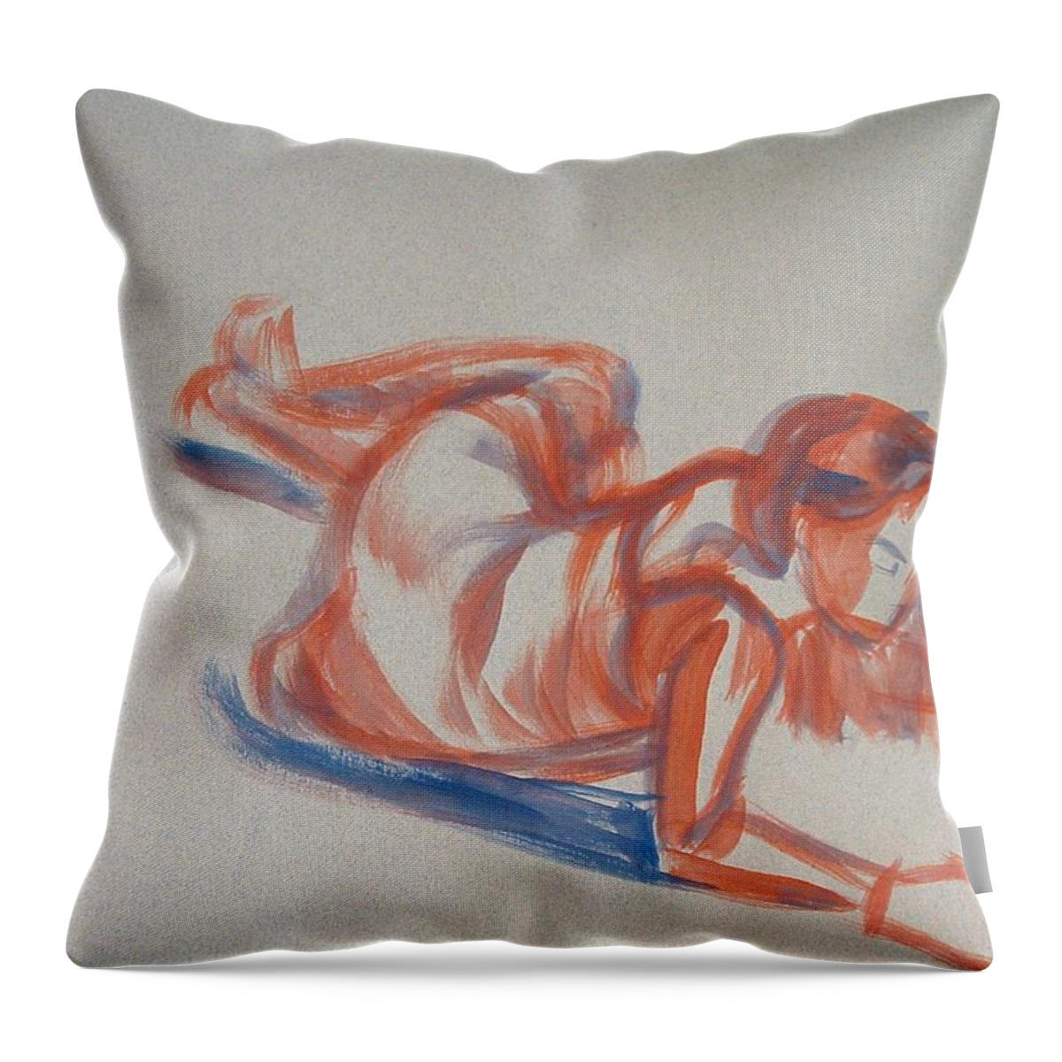 Girl Throw Pillow featuring the painting Female Figure Painting #1 by Mike Jory