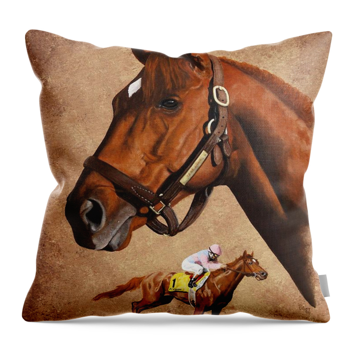 Ferdinand Throw Pillow featuring the painting Ferdinand by Pat DeLong