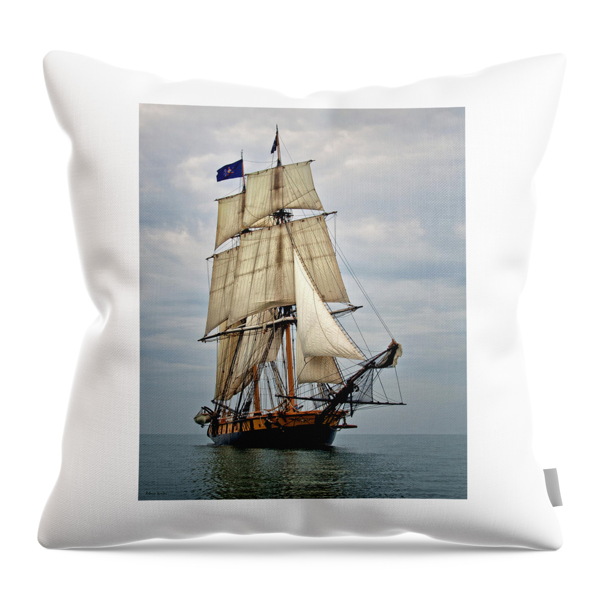Boats Throw Pillow featuring the photograph Flagship Niagara by Rebecca Samler