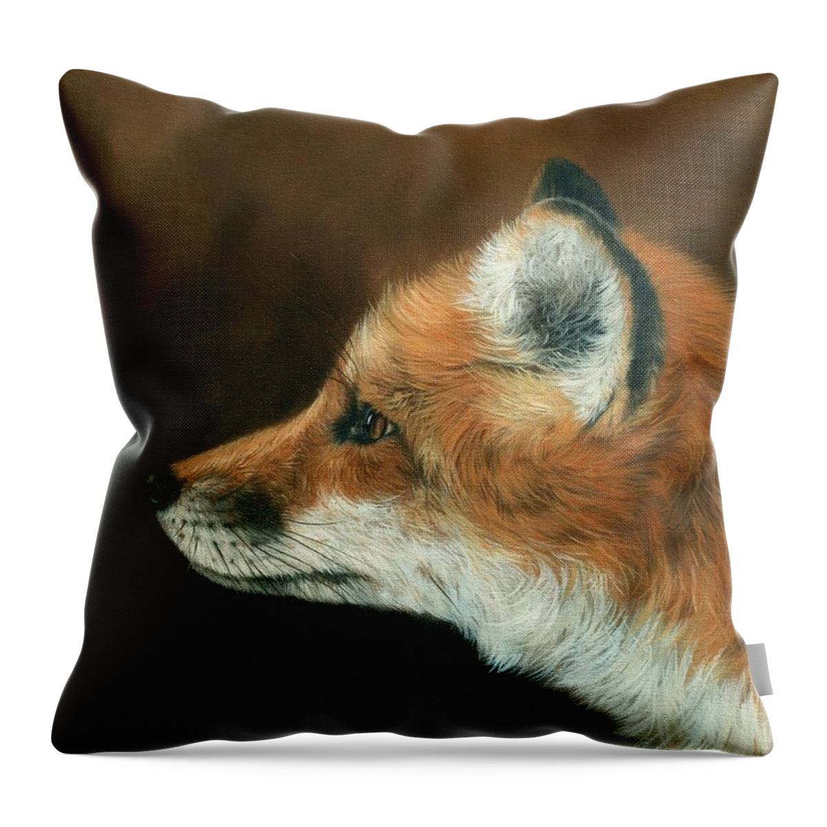 Fox Throw Pillow featuring the painting Fox #2 by David Stribbling