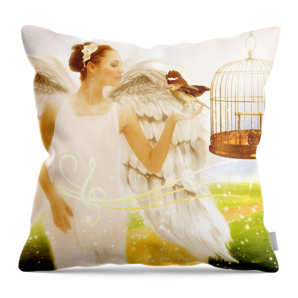 Freedom Song Throw Pillow featuring the digital art Freedom Song by Jennifer Page