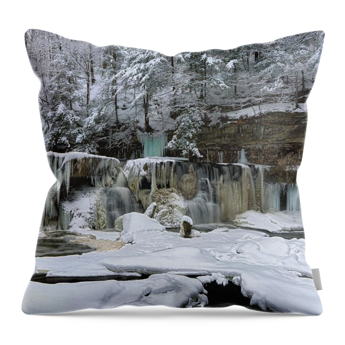Great Falls Throw Pillow featuring the photograph Frozen In Time #2 by Daniel Behm