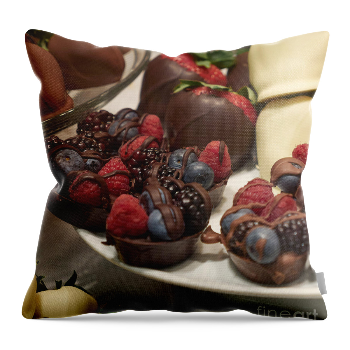 Fresh Throw Pillow featuring the photograph Fruit and Chocolate #2 by Louise Heusinkveld