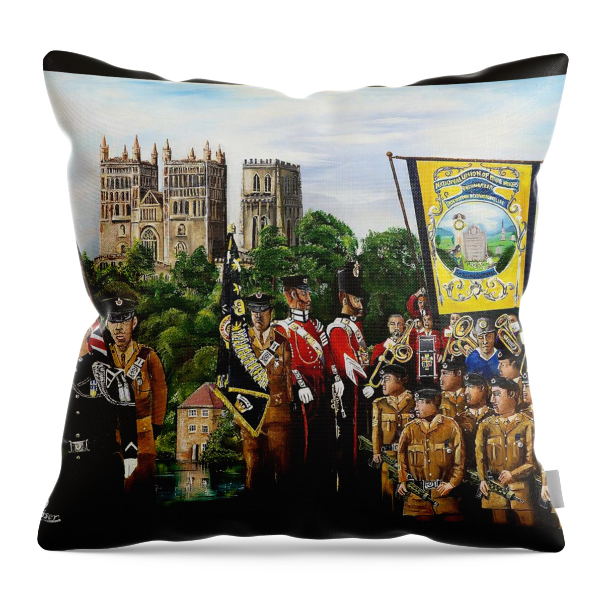 Durham Uk Throw Pillow featuring the painting Fueling the Fight SOLD by John Palliser