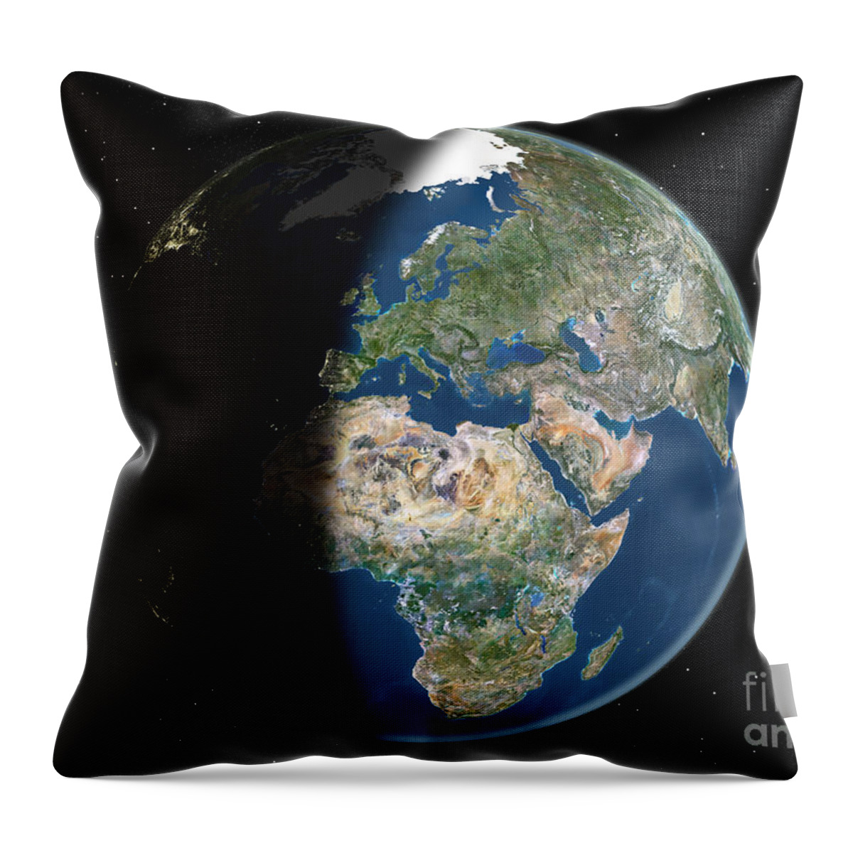 Globe Throw Pillow featuring the photograph Globe Centered On Europe & Africa #1 by Planet Observer