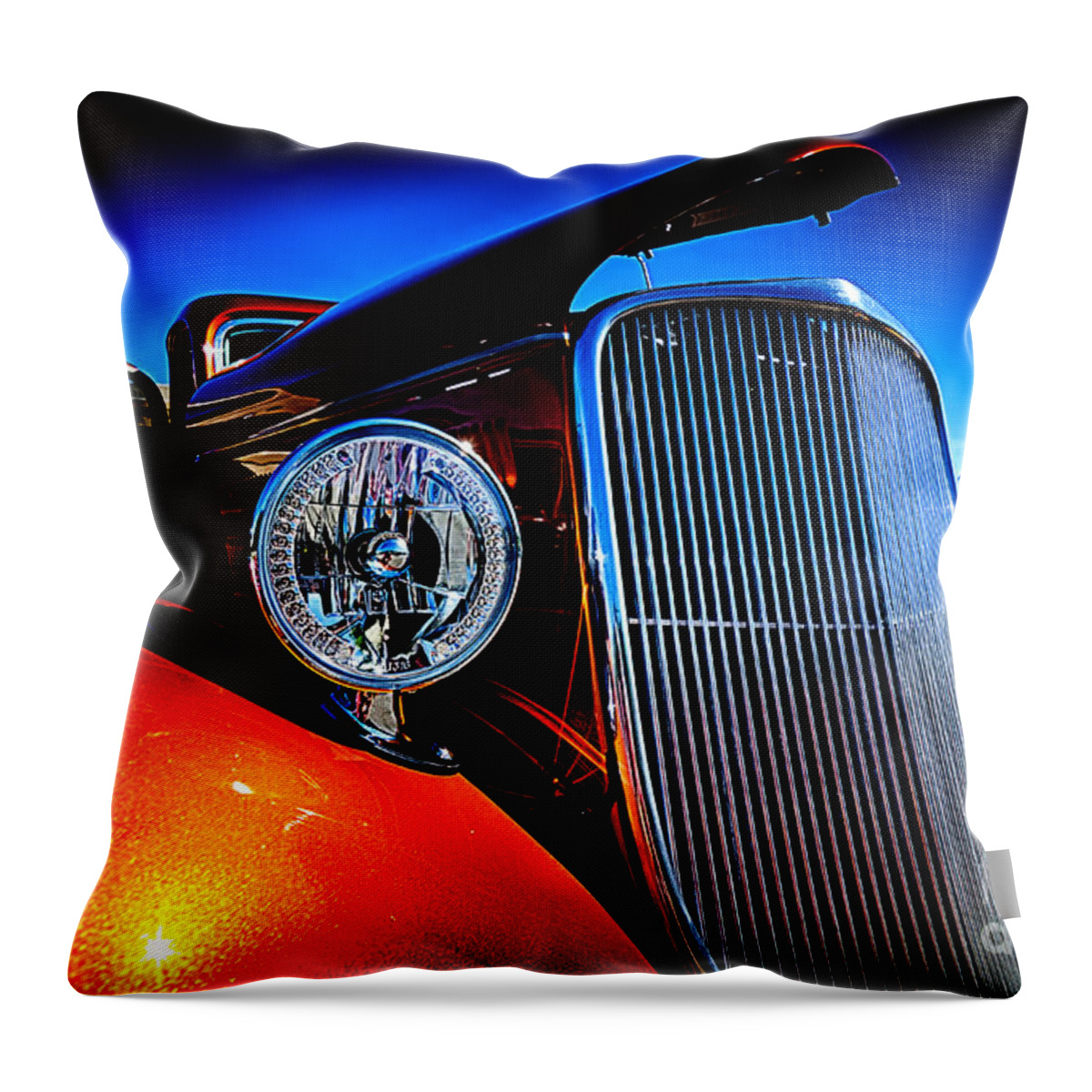 Car Throw Pillow featuring the photograph Gold Vintage Car at Car Show #1 by Danny Hooks