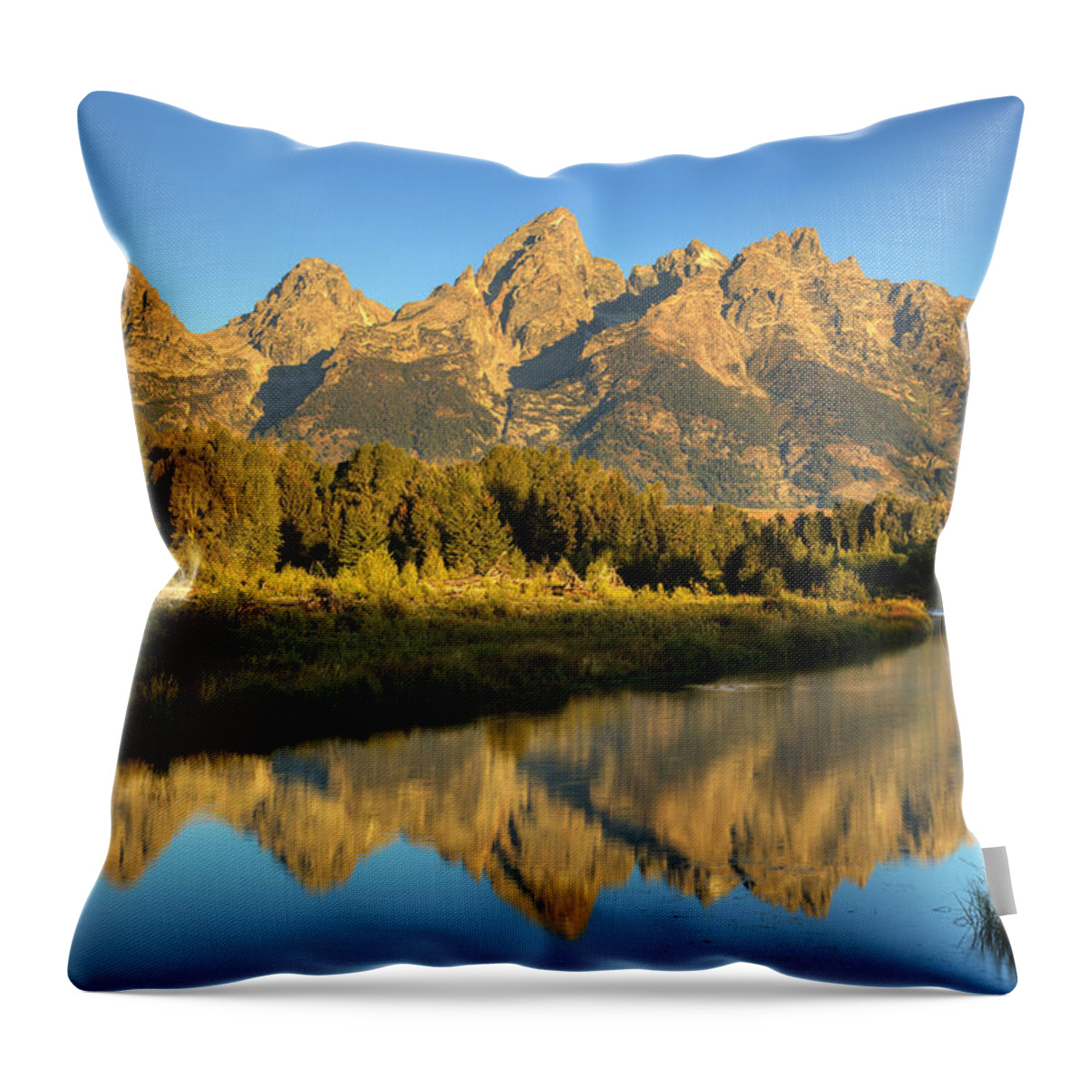 Mountains Throw Pillow featuring the photograph Grand Teton #1 by Alan Vance Ley