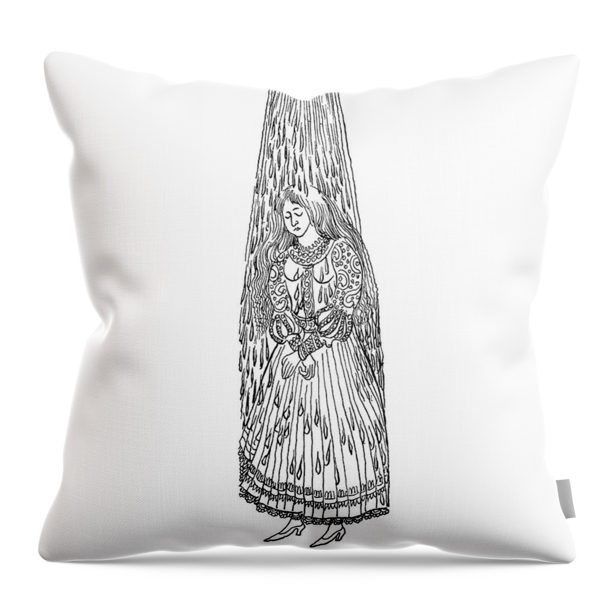 19th Century Throw Pillow featuring the drawing Grimm Mother Holle #1 by Granger