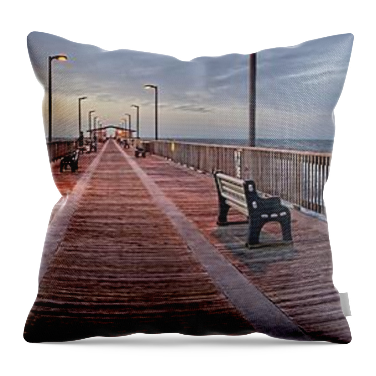 Palm Throw Pillow featuring the digital art Gulf State Pier #1 by Michael Thomas