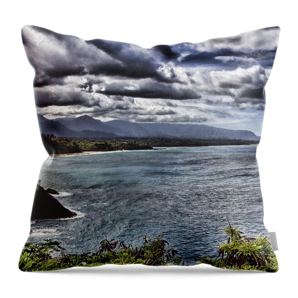 Hawaii Throw Pillow featuring the photograph Hawaii Big Island Coastline V2 #1 by Douglas Barnard