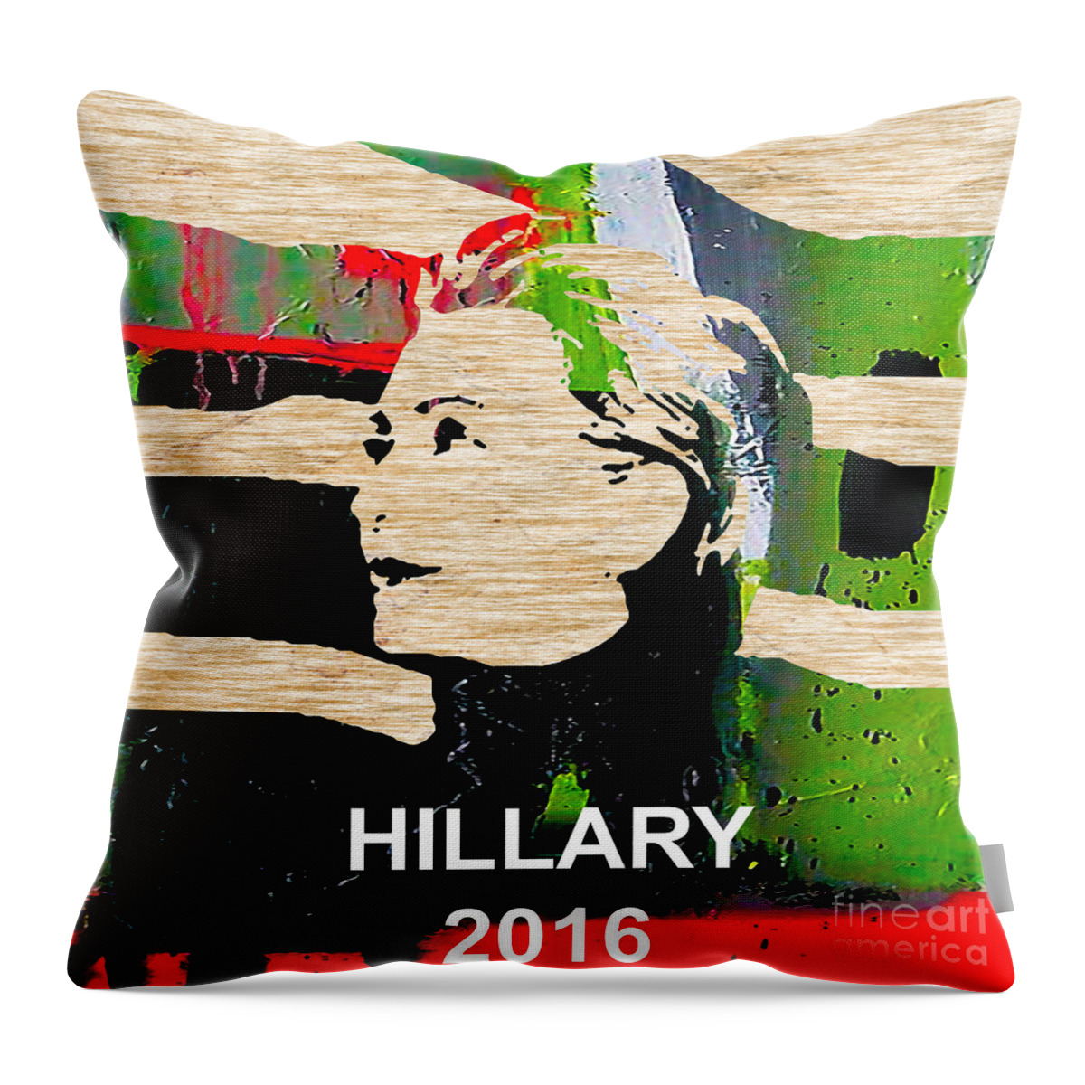 Hillary Clinton Paintings Mixed Media Throw Pillow featuring the mixed media Hillary Clinton 2016 #3 by Marvin Blaine