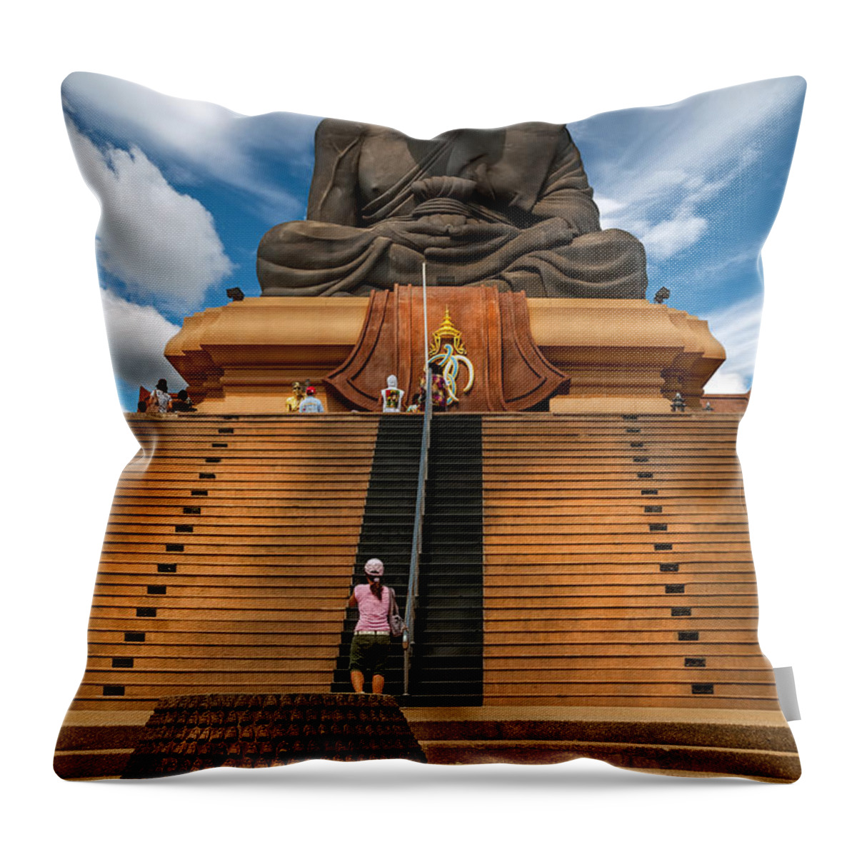 Luang Phor Thuad Throw Pillow featuring the photograph Huay Mongkol Temple #2 by Adrian Evans