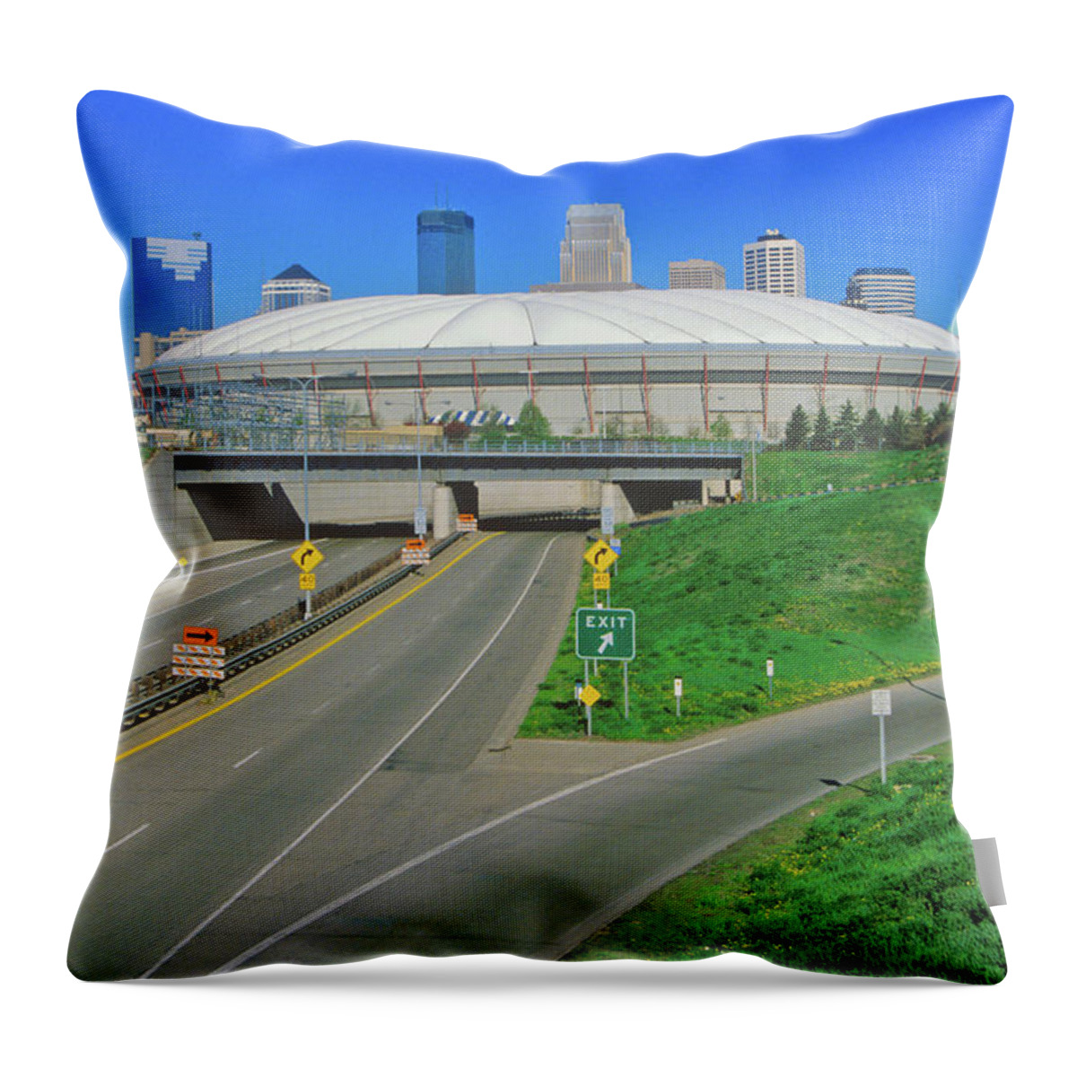 Photography Throw Pillow featuring the photograph Hubert H. Humphrey Metrodome #1 by Panoramic Images