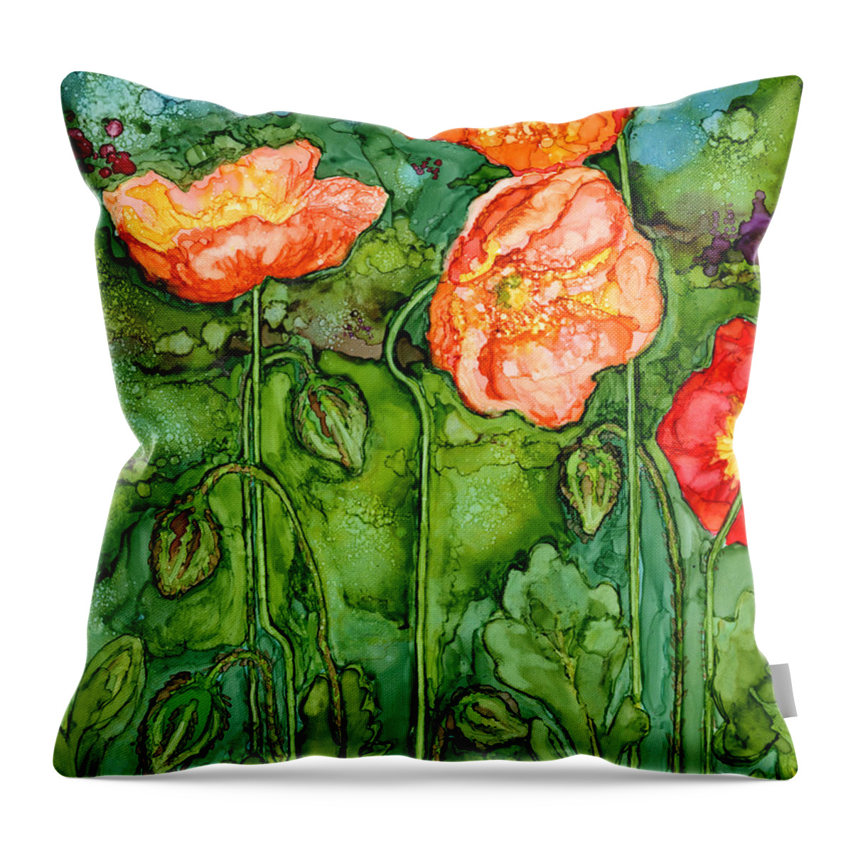 Ice Poppies Throw Pillow featuring the painting Ice Poppies I by Vicki Baun Barry
