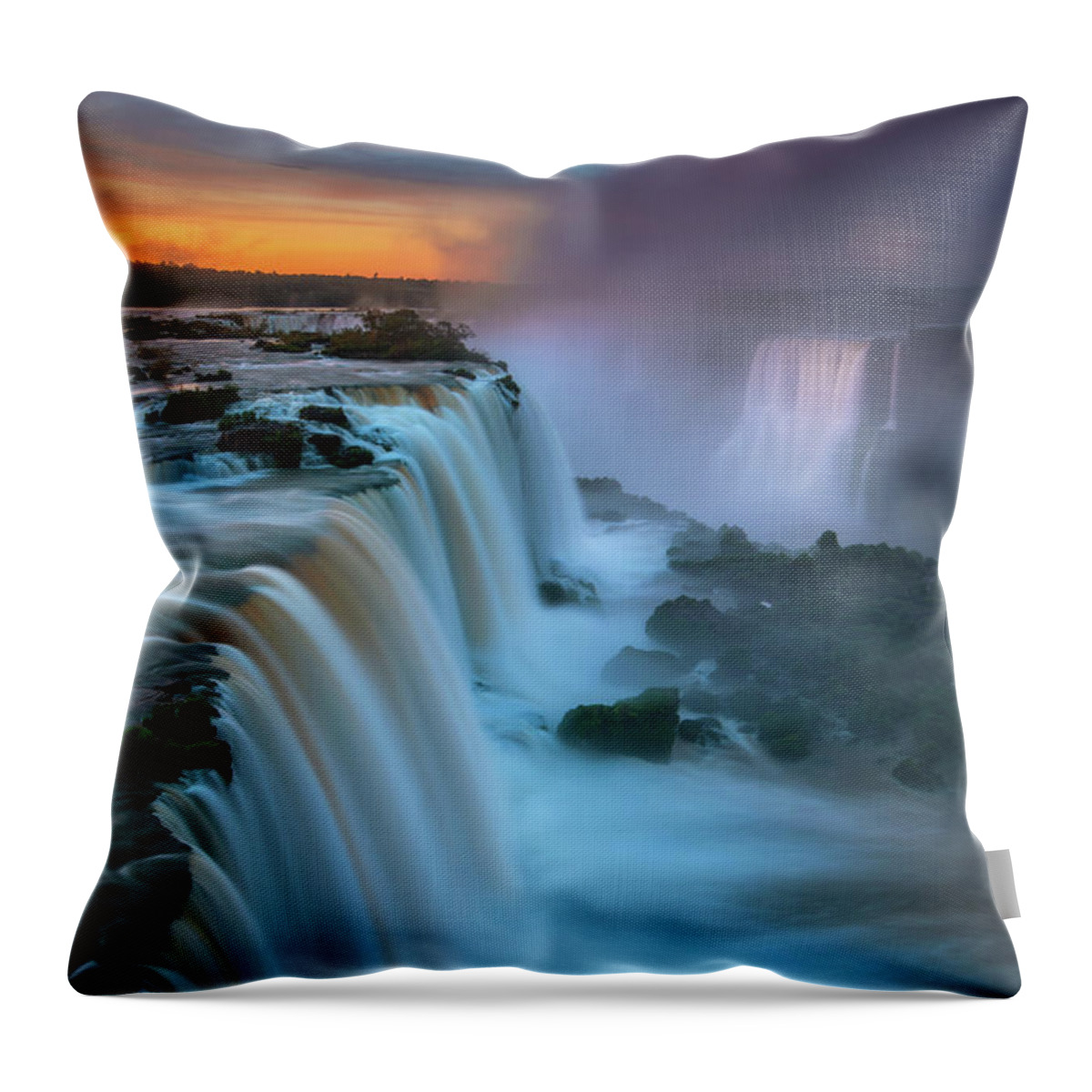 Seascape Throw Pillow featuring the photograph Iguazu Falls #1 by Piriya Photography