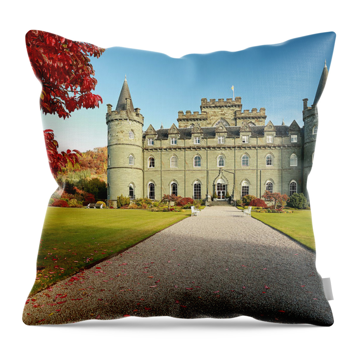 Scottish Castle Throw Pillow featuring the photograph Inveraray Castle #1 by Grant Glendinning