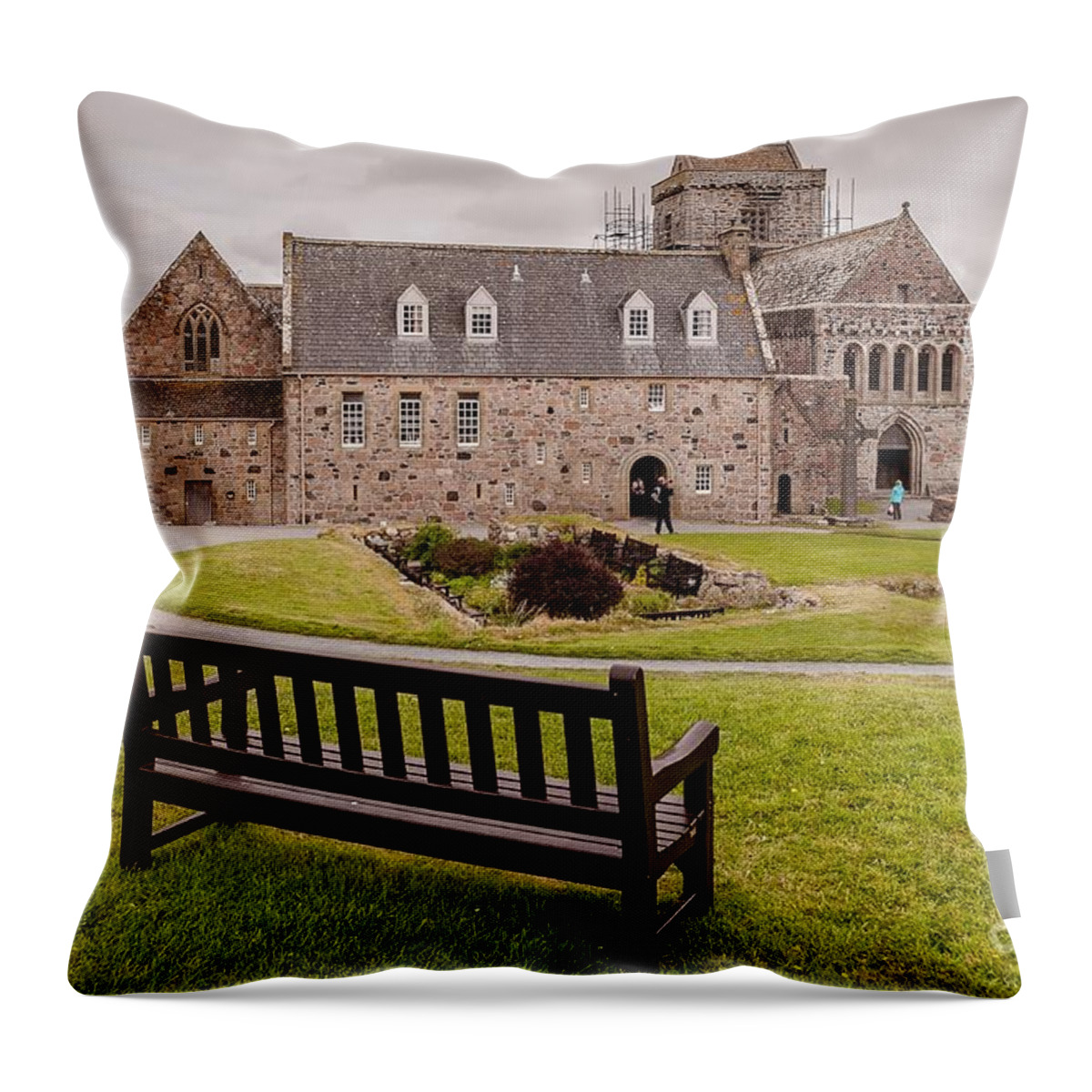 Abbey Throw Pillow featuring the photograph Iona Abbey by Sergey Simanovsky