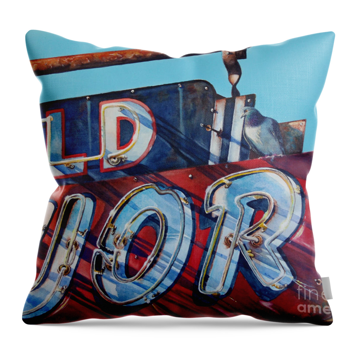Bird Throw Pillow featuring the painting It's Five O'Clock Somewhere #1 by Greg and Linda Halom