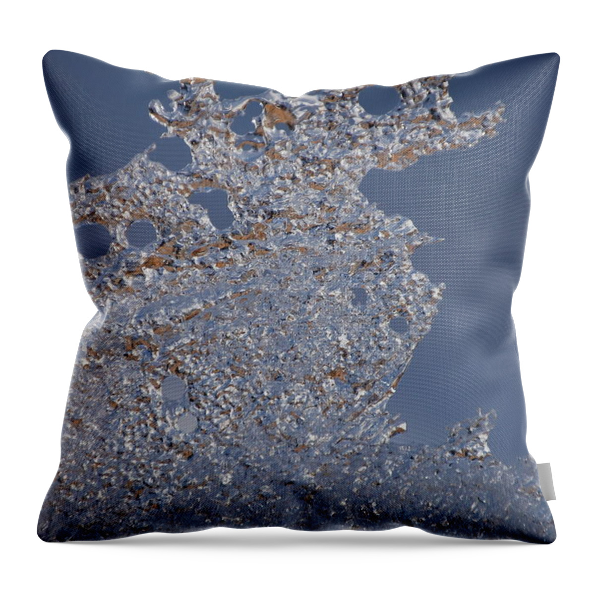 Gray Throw Pillow featuring the photograph Jammer Fractal Ice 001 #1 by First Star Art