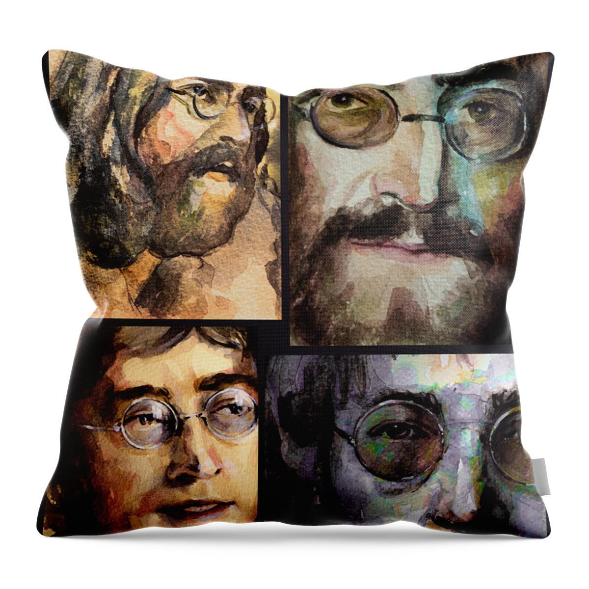 John Lennon Throw Pillow featuring the painting Rock 'n' Roll by Laur Iduc