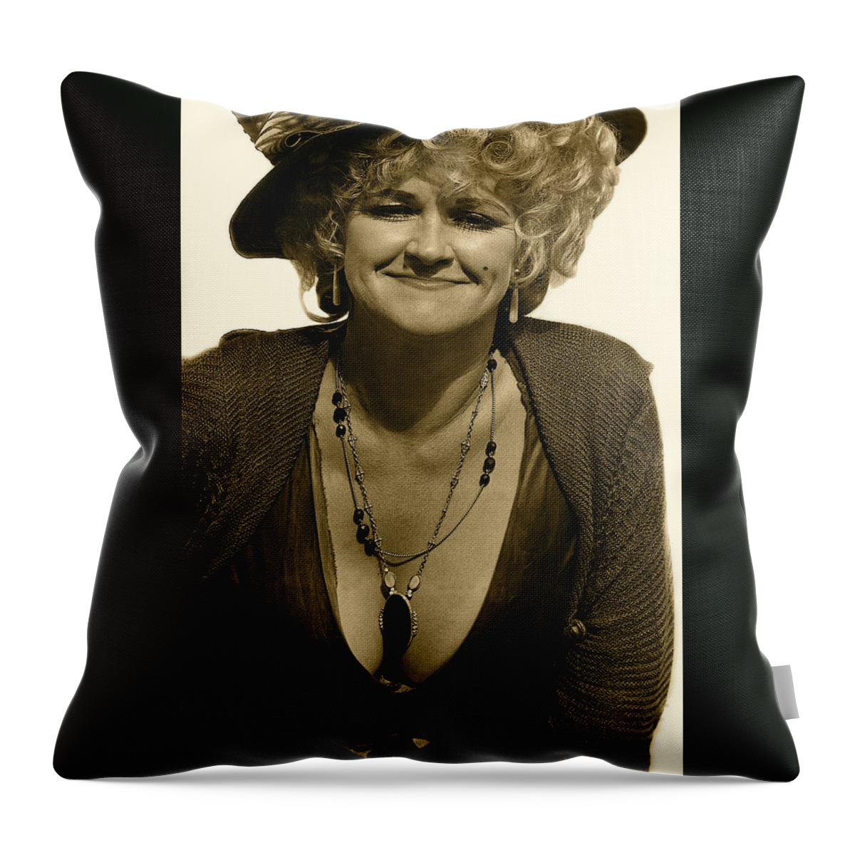 Lady Extra The Great White Hope Set Globe Arizona 1969 Throw Pillow featuring the photograph Lady Extra The Great White Hope Set Globe Arizona 1969-1984 #3 by David Lee Guss