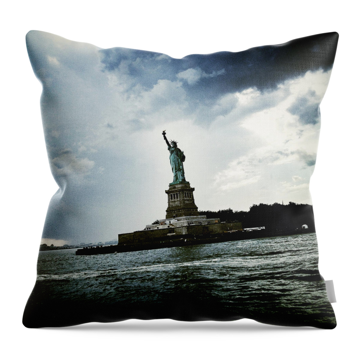 Statue Of Liberty Throw Pillow featuring the photograph Lady Liberty #3 by Natasha Marco