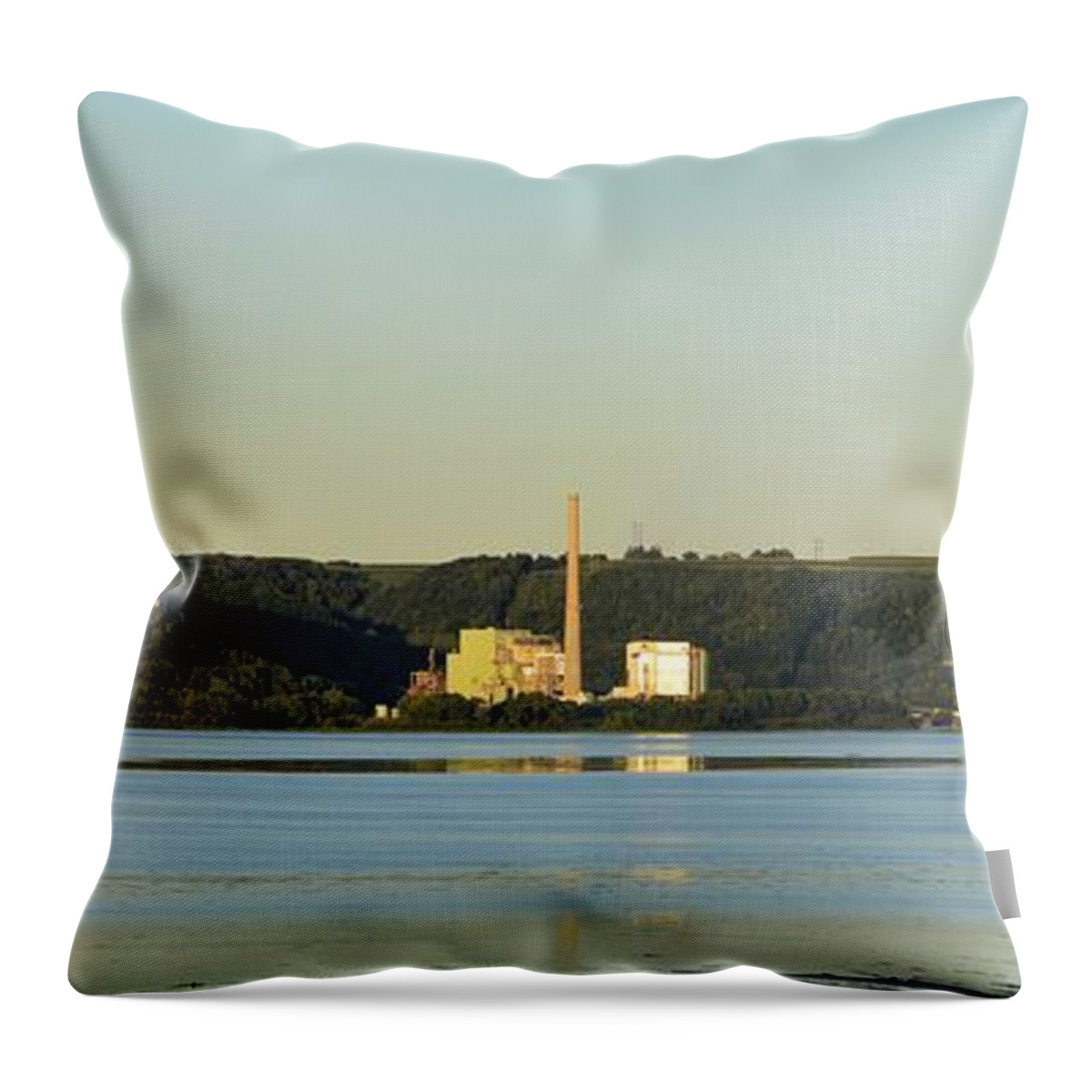 Lansing Throw Pillow featuring the photograph Lansing Iowa Power Plant #1 by Bonfire Photography