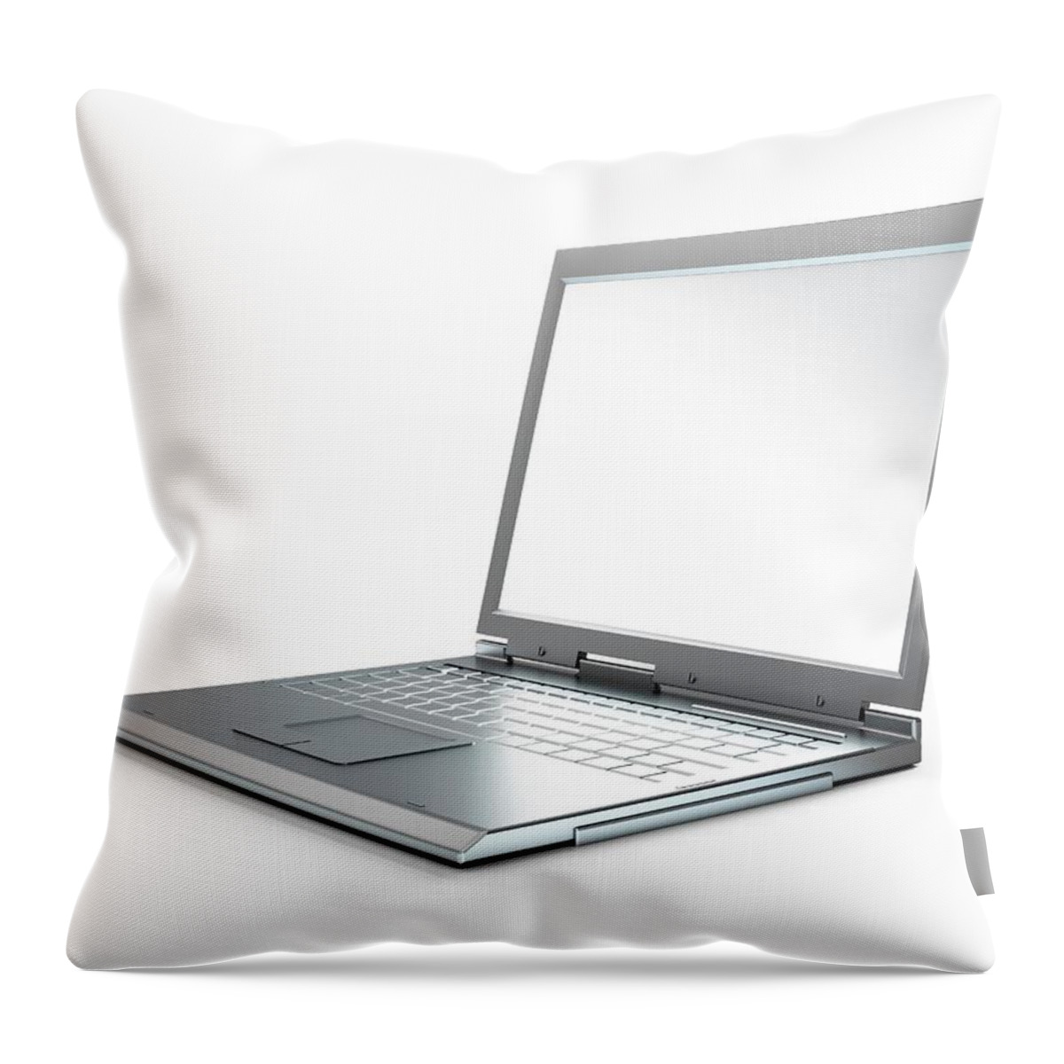 White Background Throw Pillow featuring the digital art Laptop Computer, Artwork #1 by Leonello Calvetti