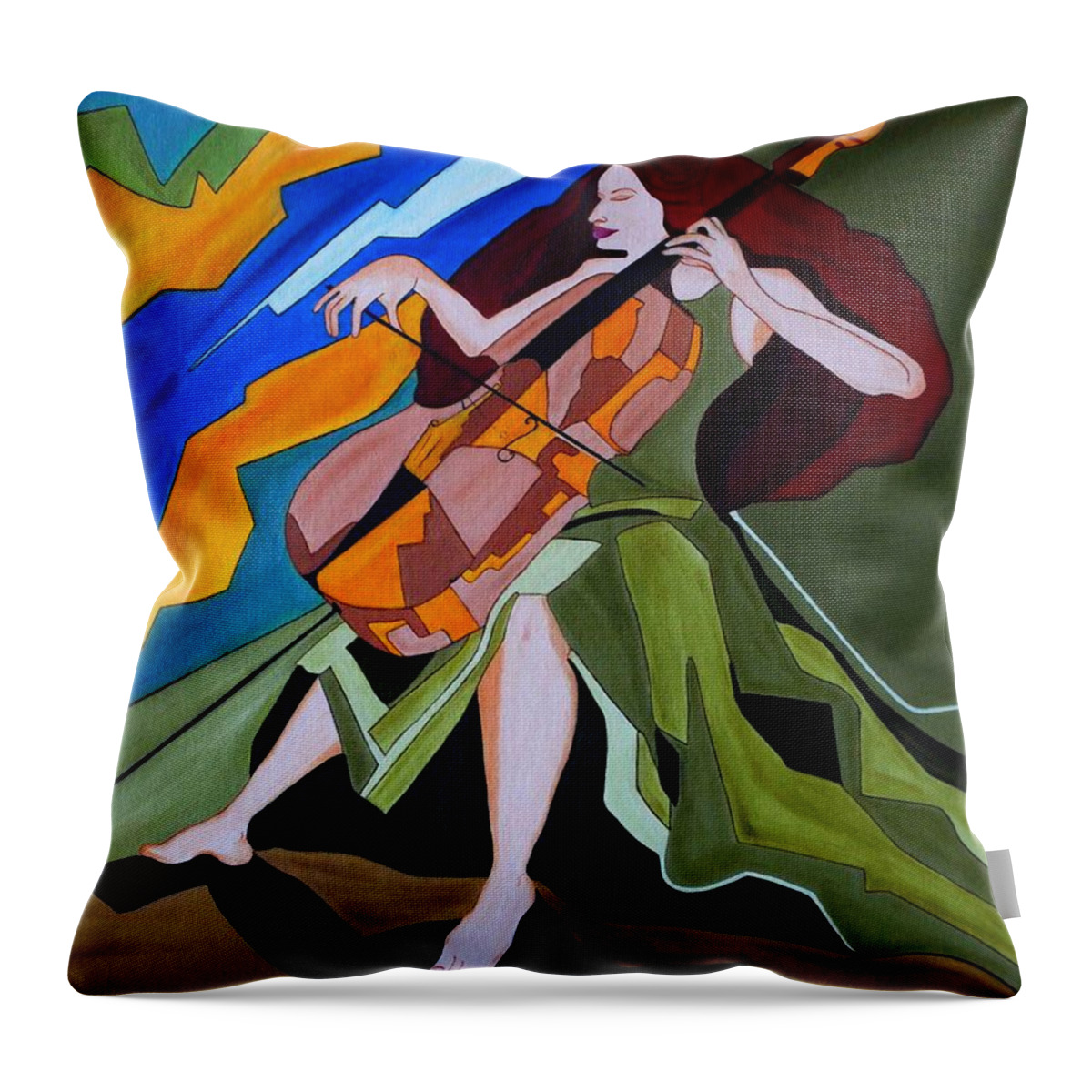Oil Throw Pillow featuring the painting Lost in Music by Sonali Kukreja