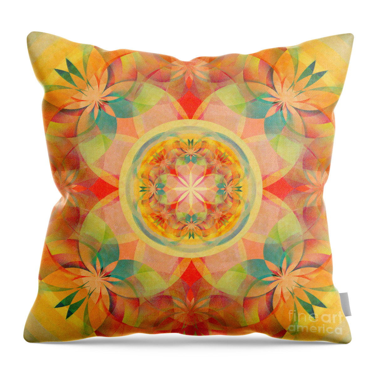 Abstract Throw Pillow featuring the digital art Lotus Mandala #1 by Klara Acel