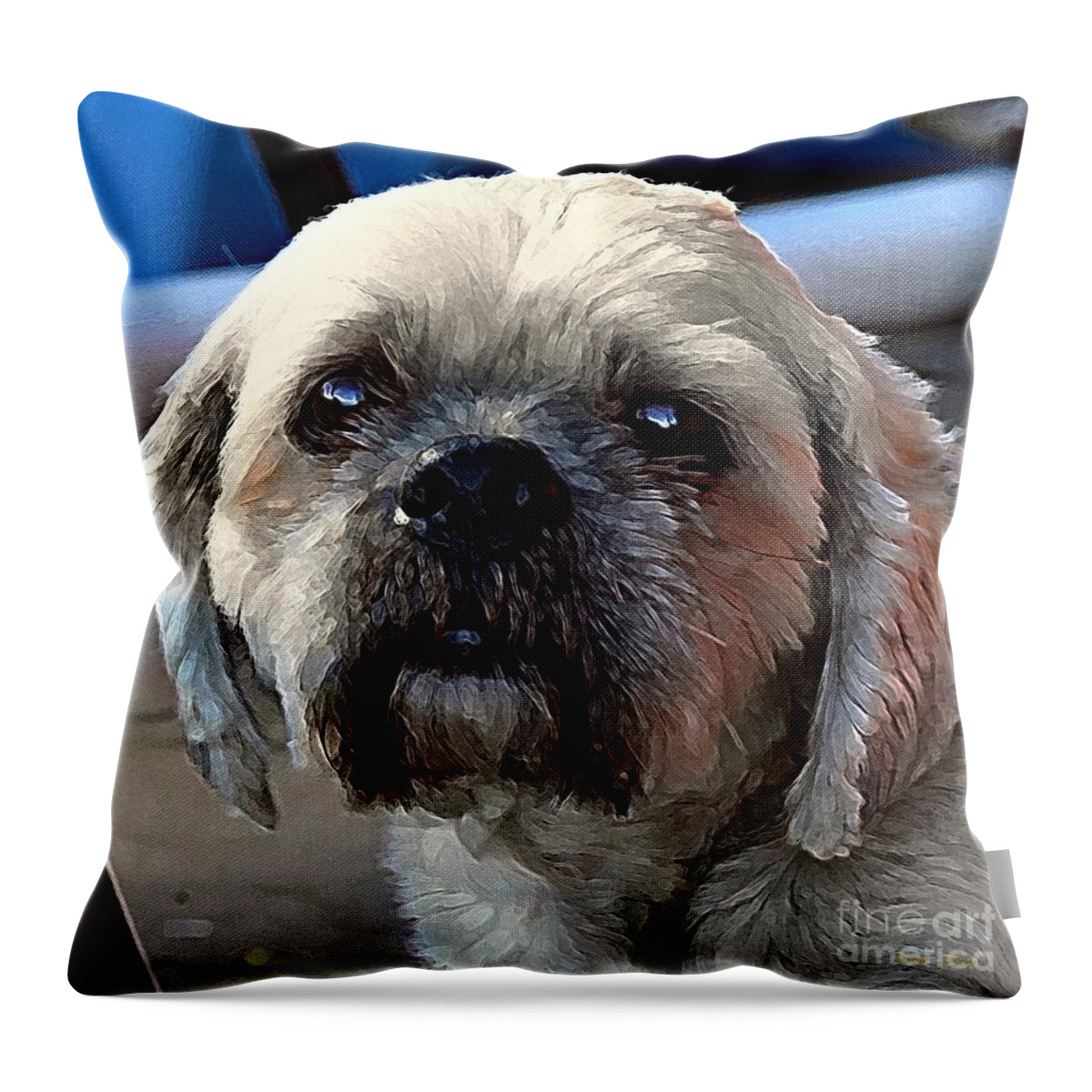 Dog Throw Pillow featuring the digital art Louie #1 by Dale  Ford