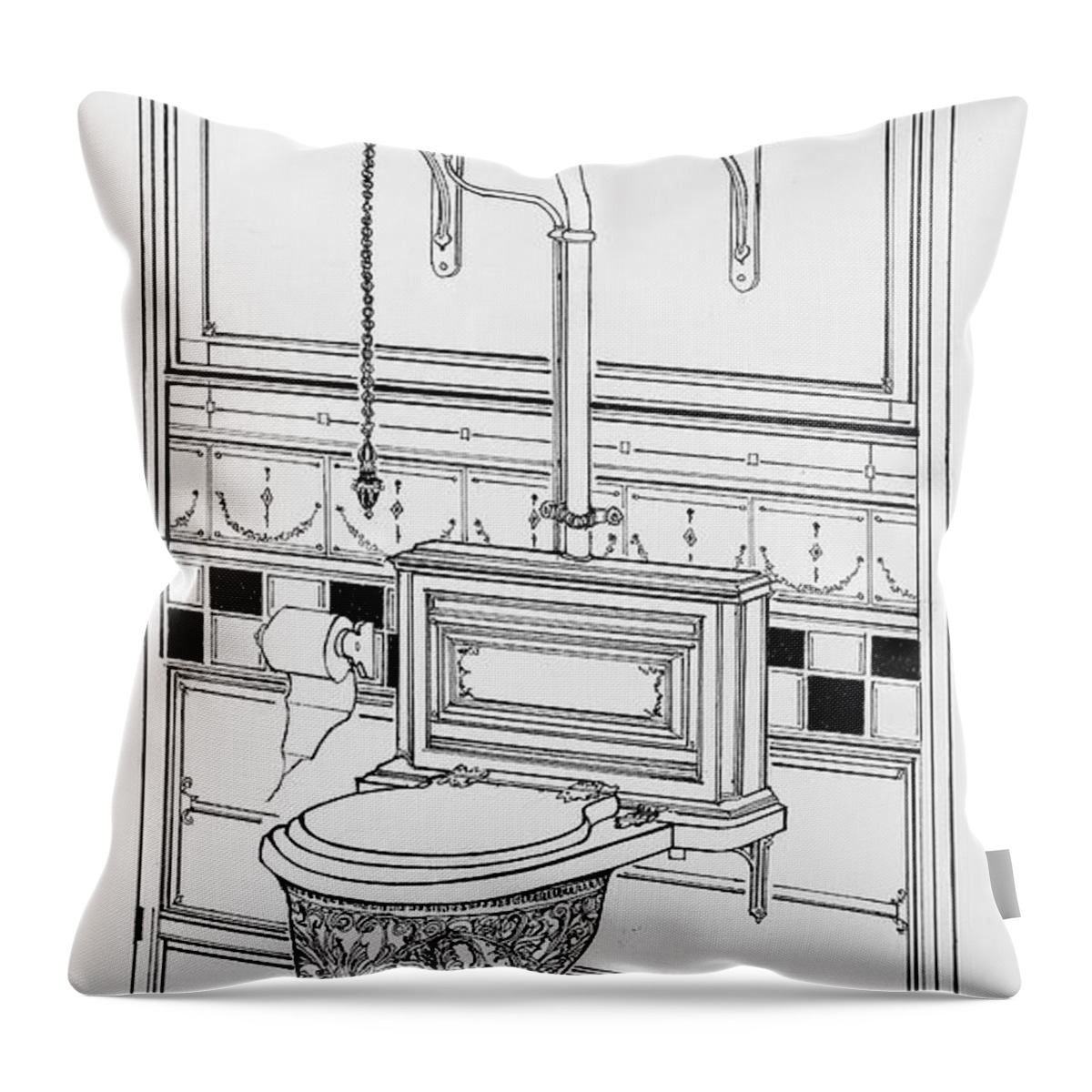 Victorian Potties Throw Pillow featuring the drawing Make A Joyful Noise #1 by Ira Shander