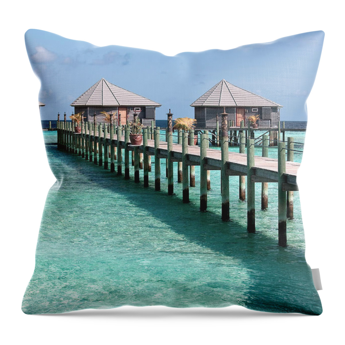 Seascape Throw Pillow featuring the photograph Maldives #1 by Shirley Mitchell