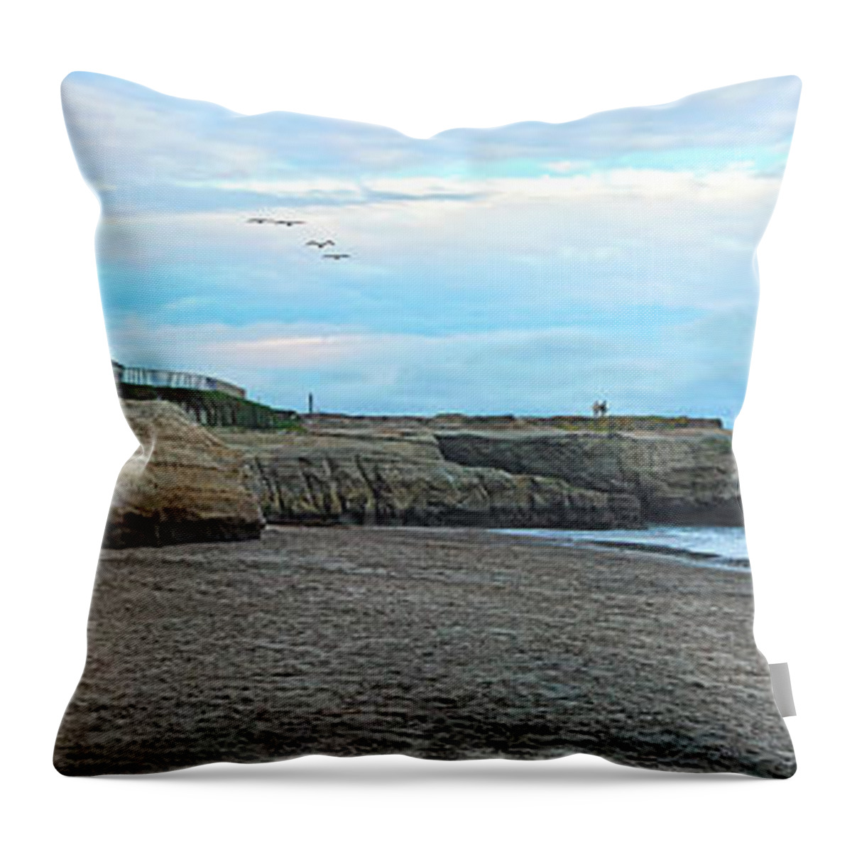 Panorama Throw Pillow featuring the photograph Mark Abbot Memorial Lighthouse in Santa Cruz CA #1 by Paul Topp