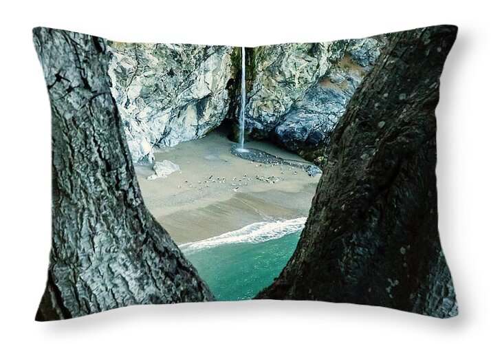 Mcway Falls Throw Pillow featuring the photograph McWay Falls-Big Sur by David Millenheft