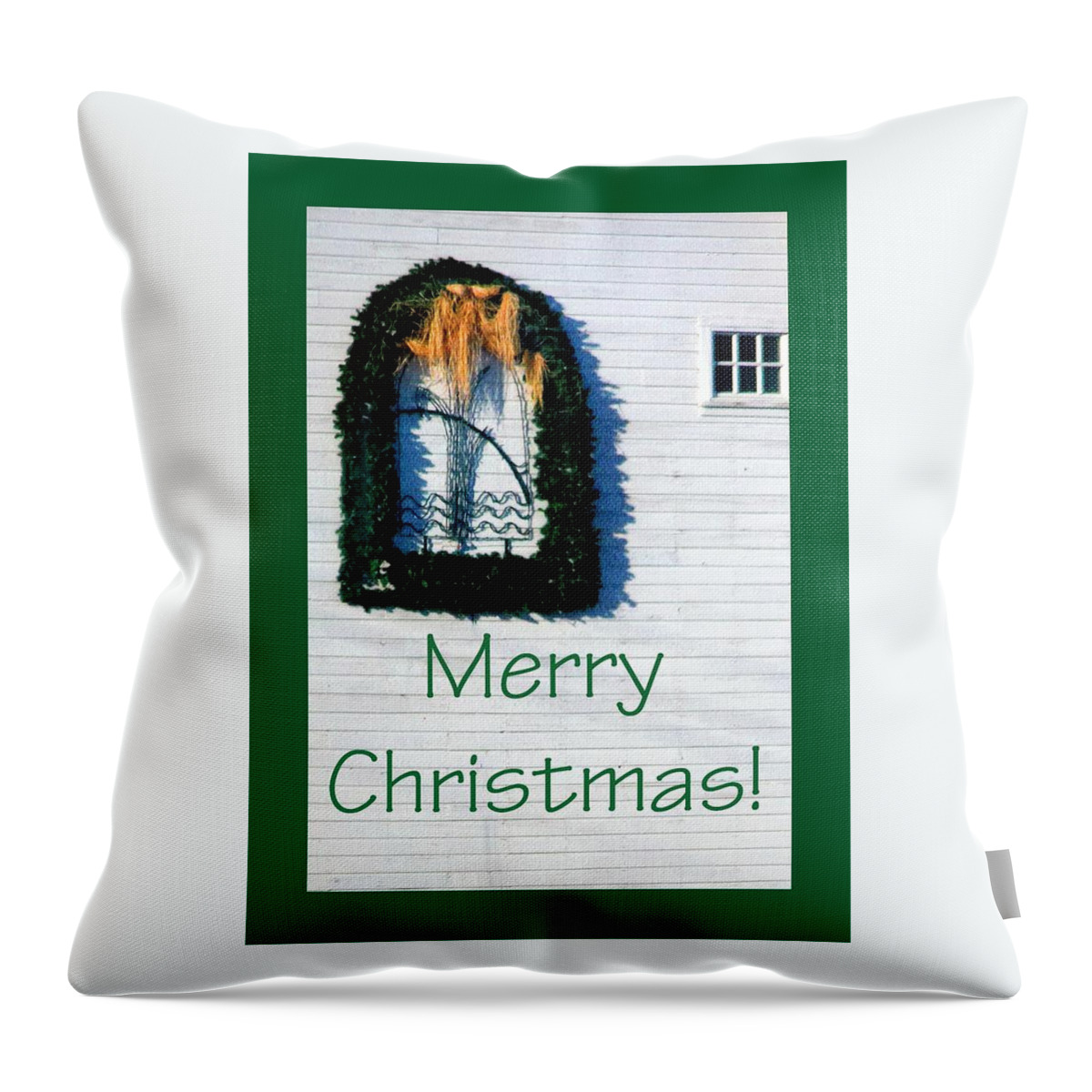 Celebrate Throw Pillow featuring the photograph Merry Christmas Barn 1191 by Jerry Sodorff