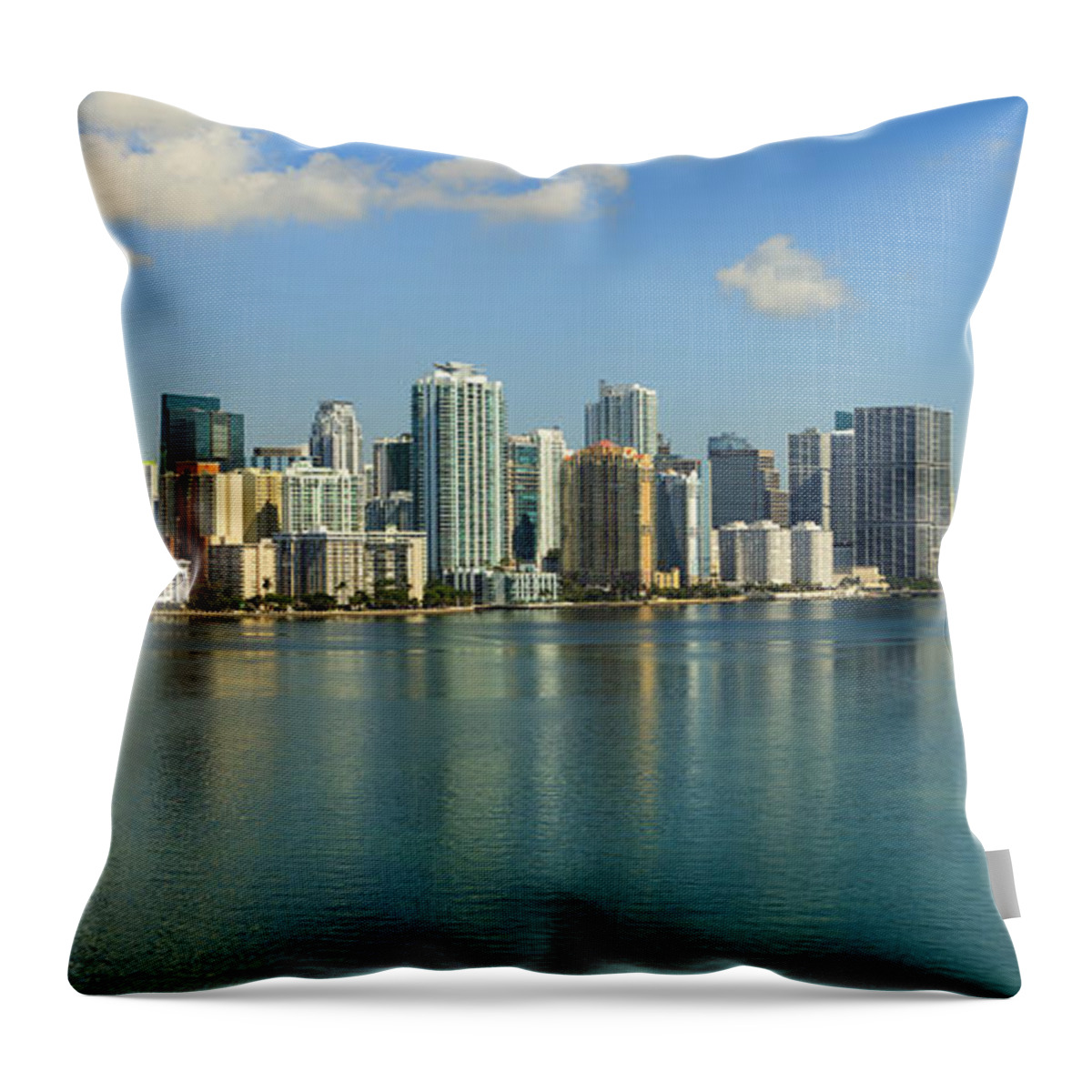 Architecture Throw Pillow featuring the photograph Miami Brickell Skyline #1 by Raul Rodriguez