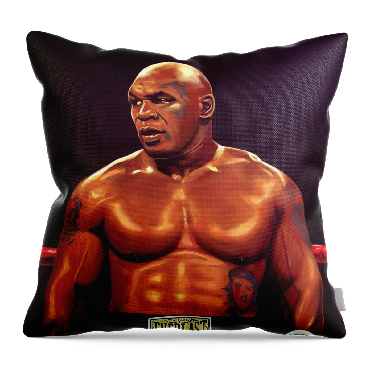 Mike Tyson Throw Pillow featuring the painting Mike Tyson by Paul Meijering