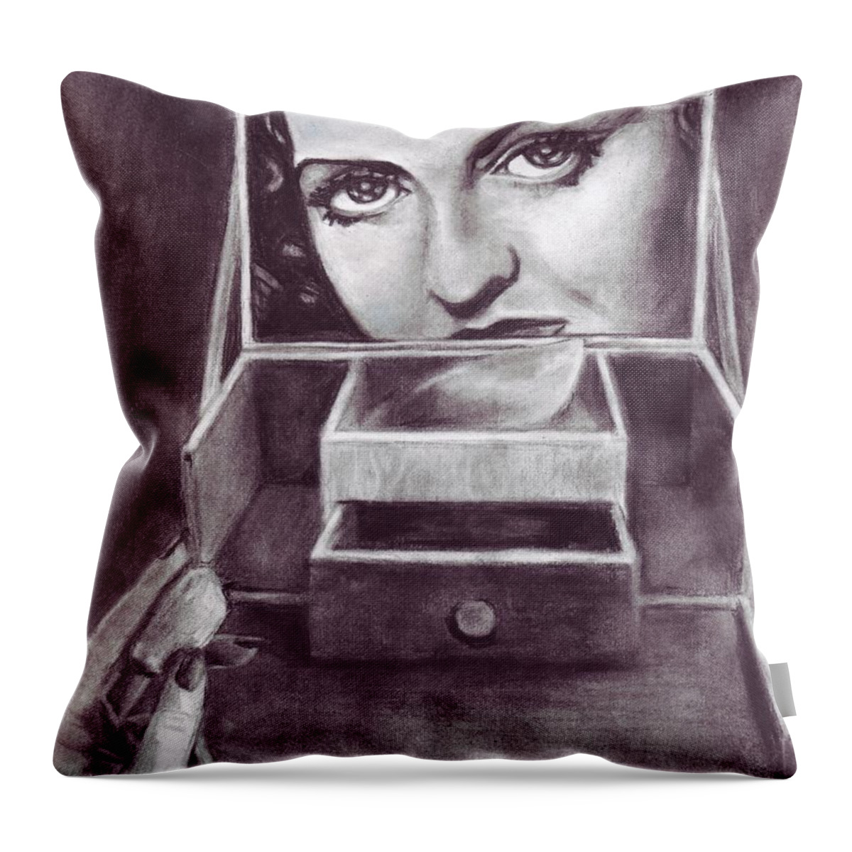 Bette Throw Pillow featuring the drawing 1 Minute Miss Davis by Samantha Geernaert