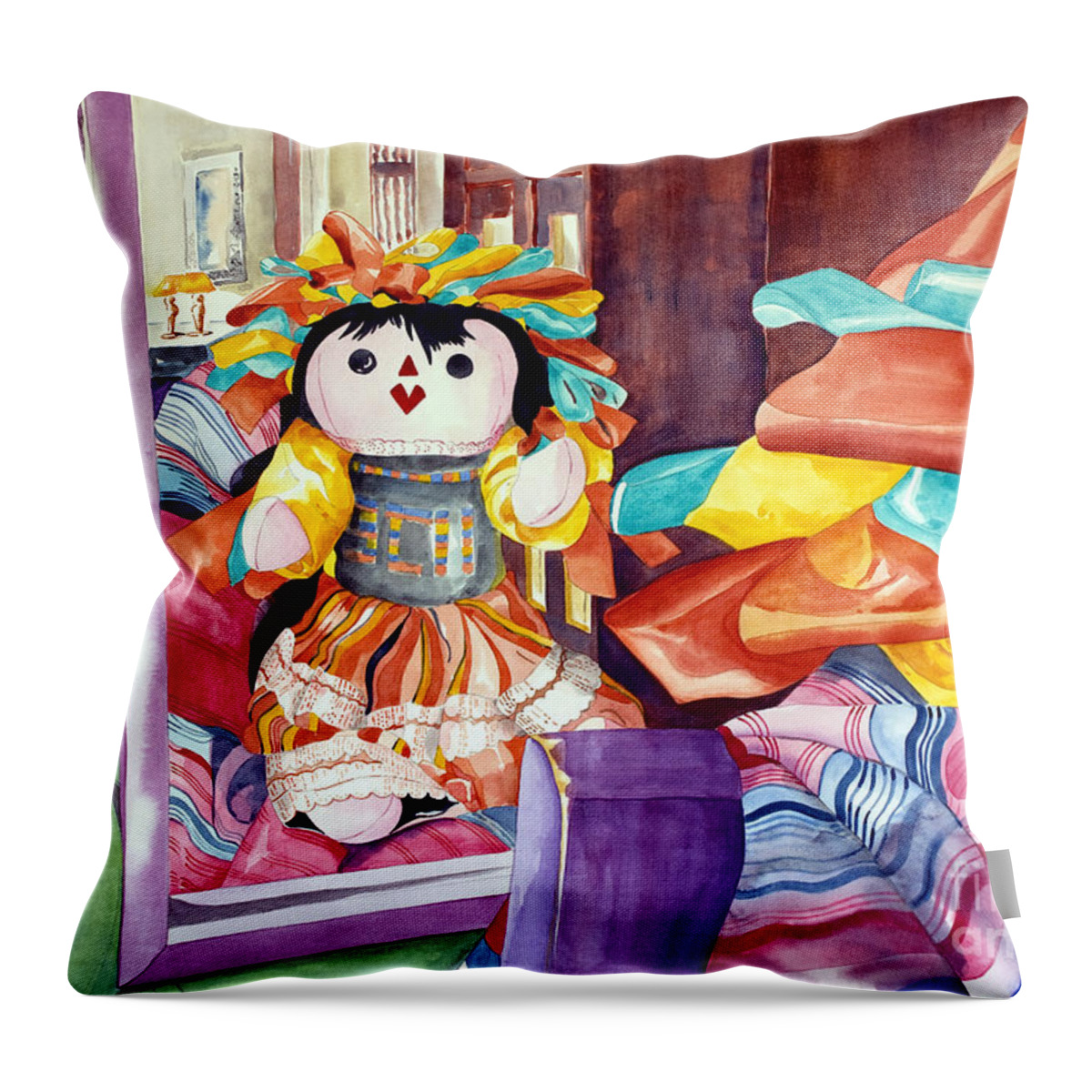 Girls Throw Pillow featuring the painting Mirror Mirror on the Wall by Kandyce Waltensperger