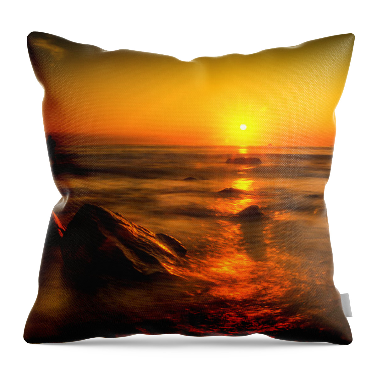 Sunrise Throw Pillow featuring the photograph Montauk New York Summer Sunrise by Alissa Beth Photography