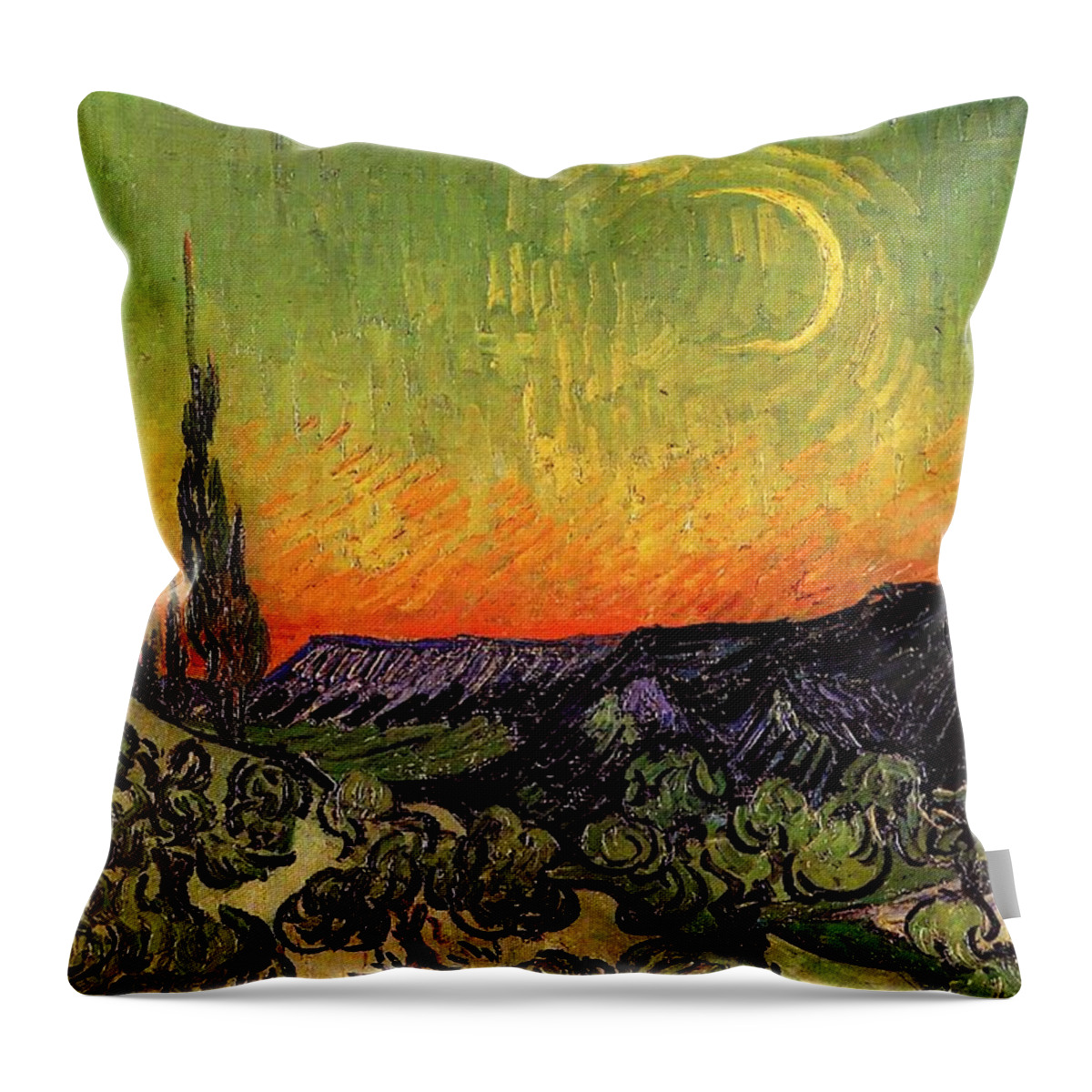 Vincent Van Gogh Throw Pillow featuring the painting Moonlit Landscape #1 by Vincent Van Gogh