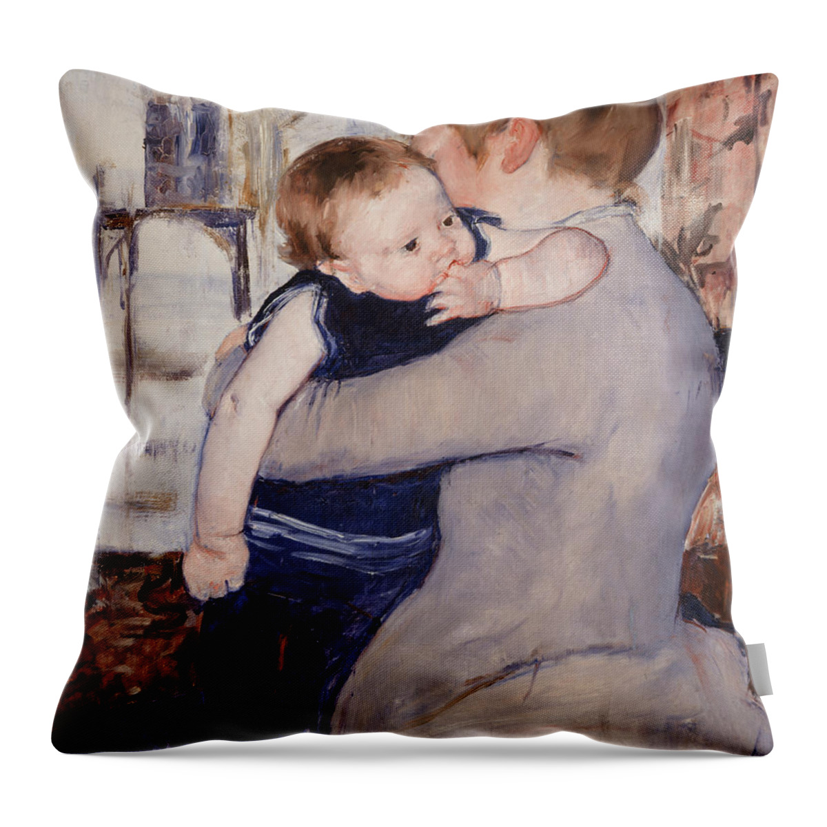 Mother And Child Throw Pillow featuring the painting Mother and Child by Mary Stevenson Cassatt
