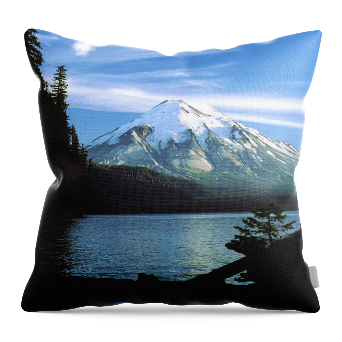 Mount St. Helens Throw Pillow featuring the photograph Mount St. Helens And Spirit Lake #1 by Thomas & Pat Leeson