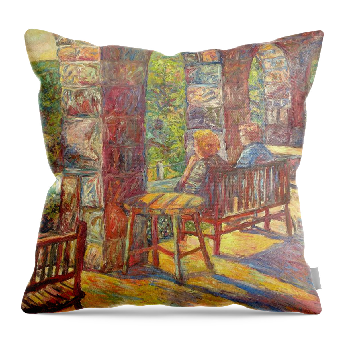 Mountain Lake Throw Pillow featuring the painting Mountain Lake Evening by Kendall Kessler