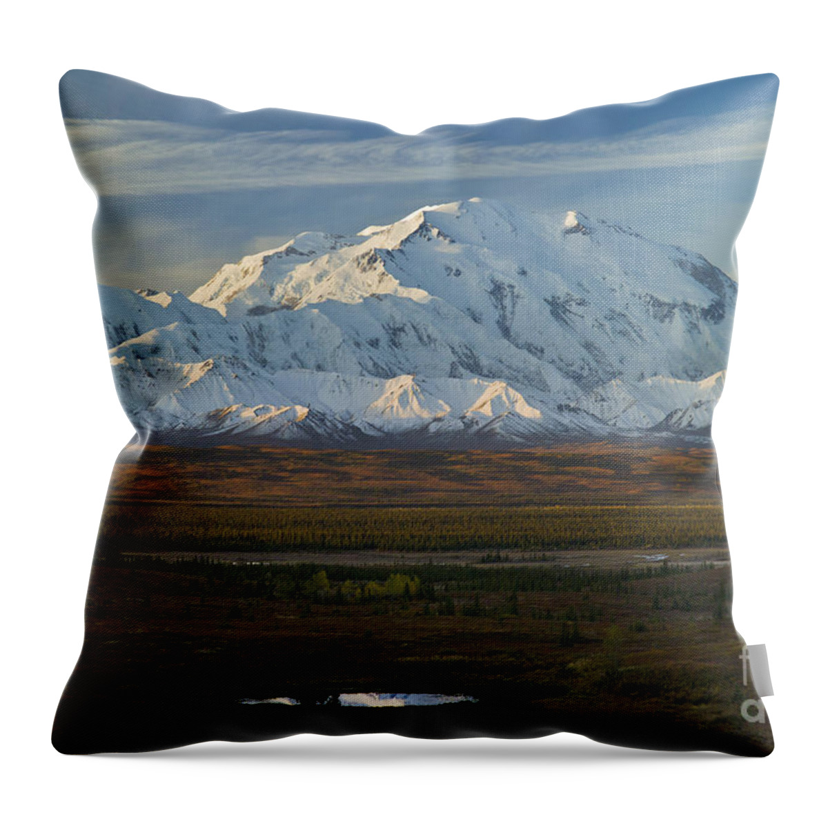 Alaska Mountain Throw Pillow featuring the photograph Mt. Mckinley In Autumn #1 by John Shaw