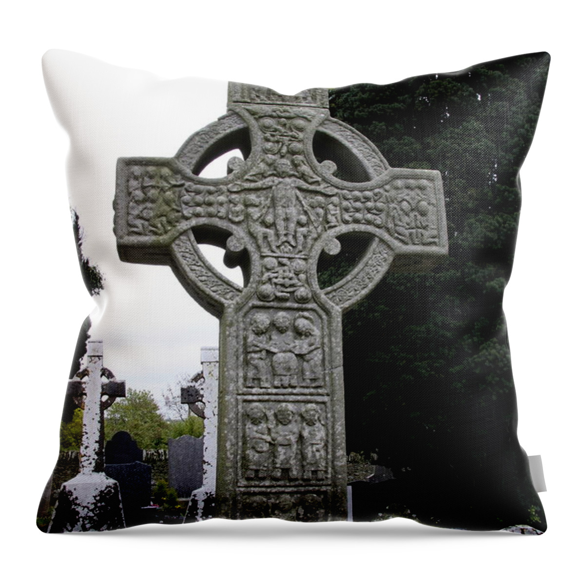 Muiredach's Cross Throw Pillow featuring the photograph Muiredach's Cross - Monasterboice by Christiane Schulze Art And Photography