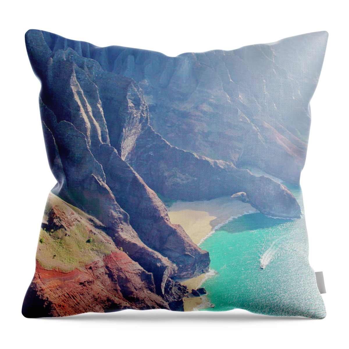 Tranquility Throw Pillow featuring the photograph Na Pali Coast #1 by M Swiet Productions