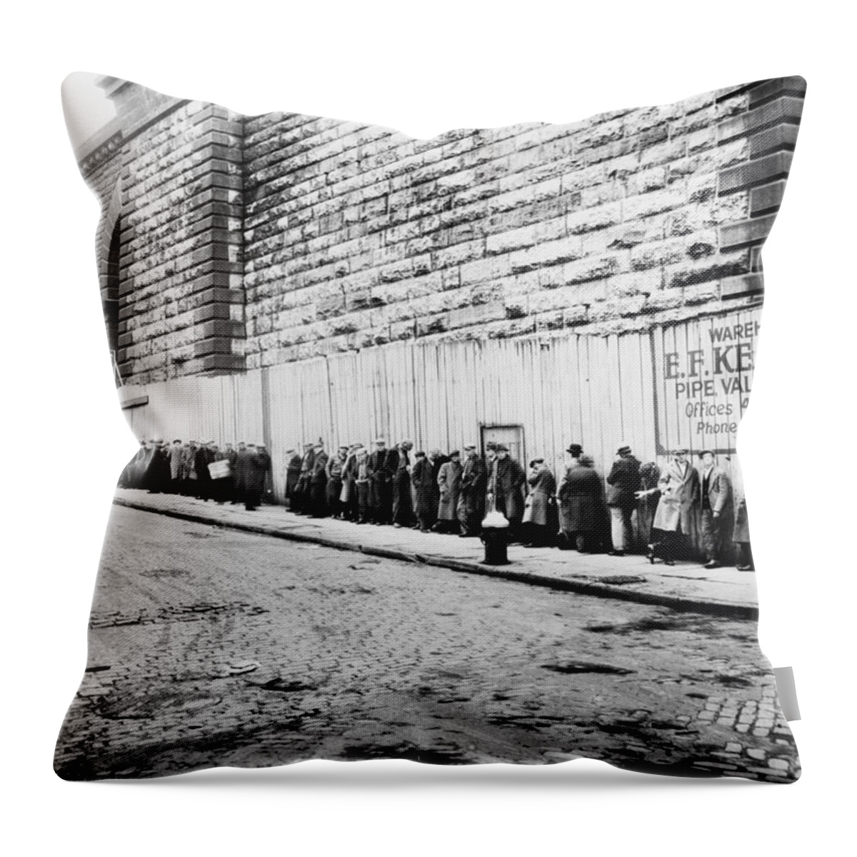 1930 Throw Pillow featuring the photograph New York City Bread Line #1 by Granger
